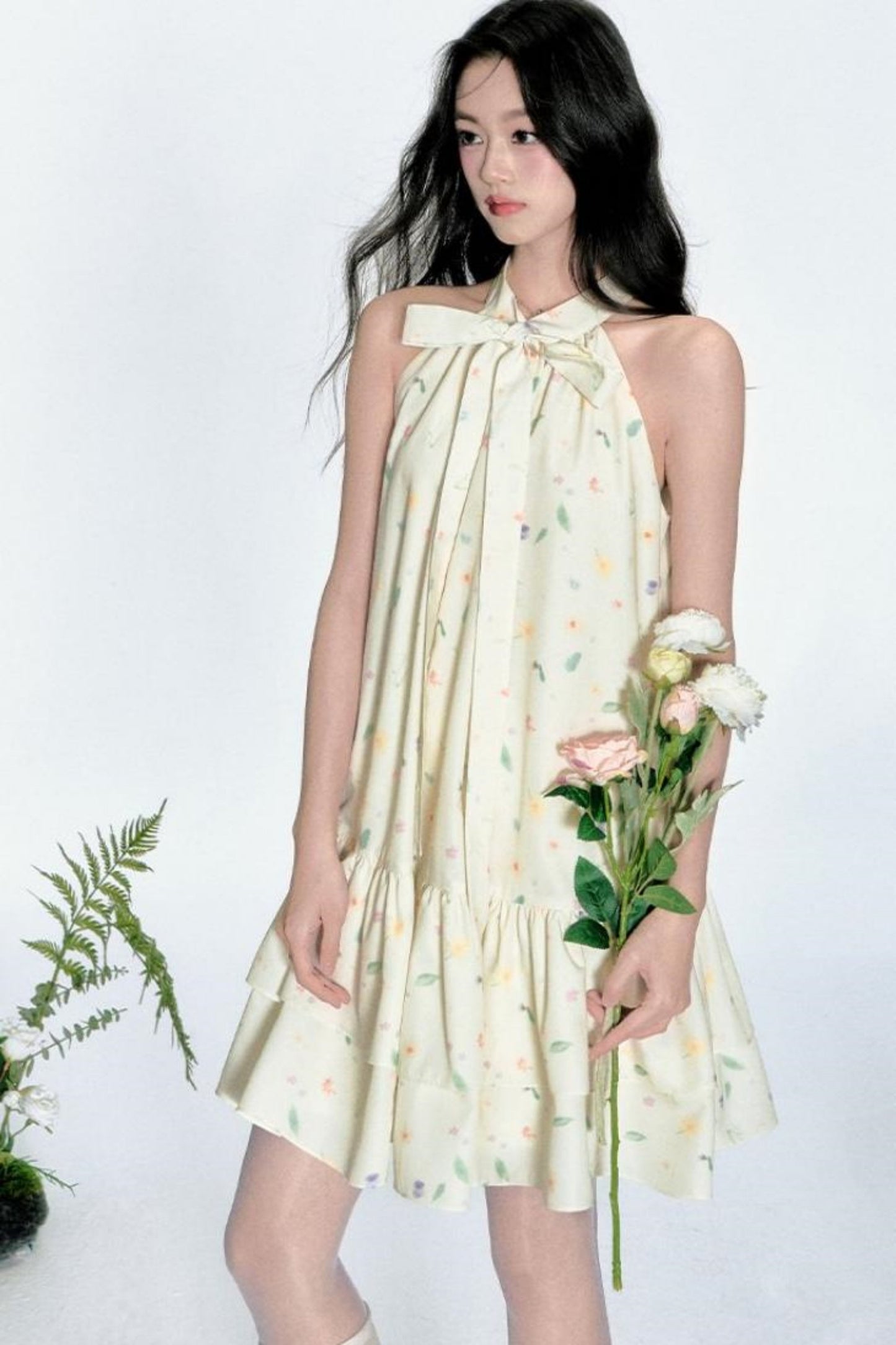 Vacation Floral Bow Dress