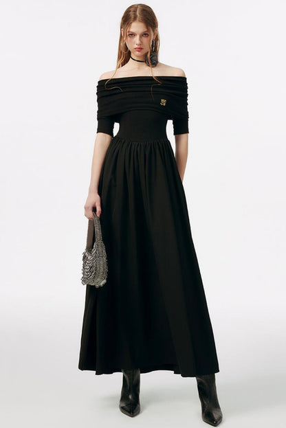 Black Embroidered Gown Dress