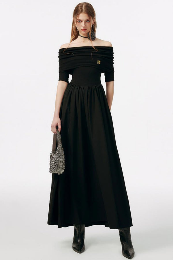 Black Embroidered Gown Dress