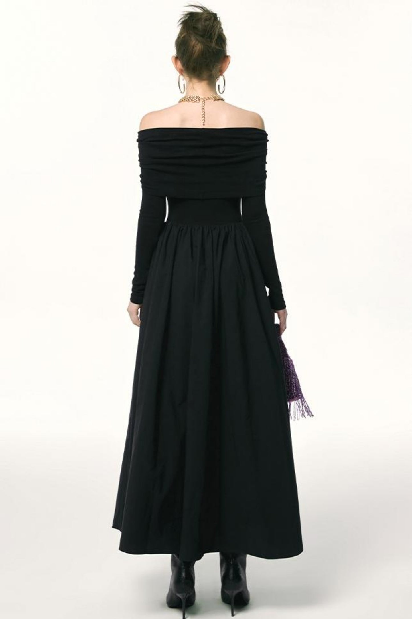 Black Embroidered Gown Dress