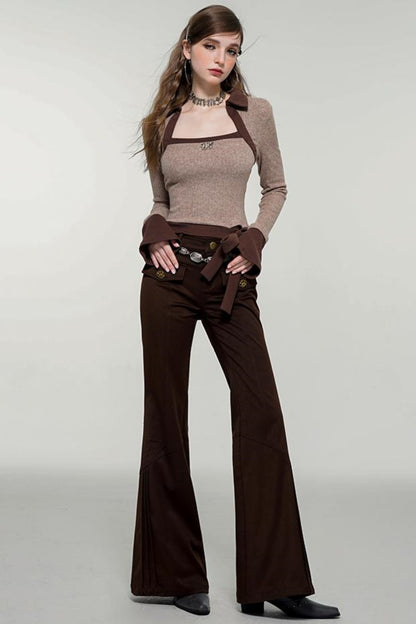Retro Brown Flare Pants