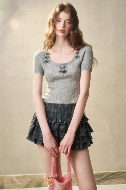 Lace Waist Check Shirt Set-Up