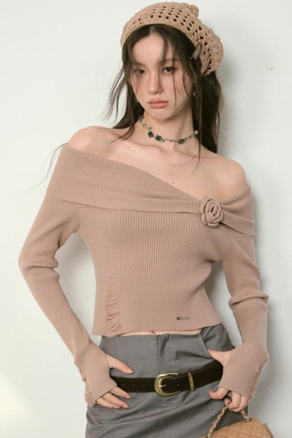 Chic Rose Knit Sweater