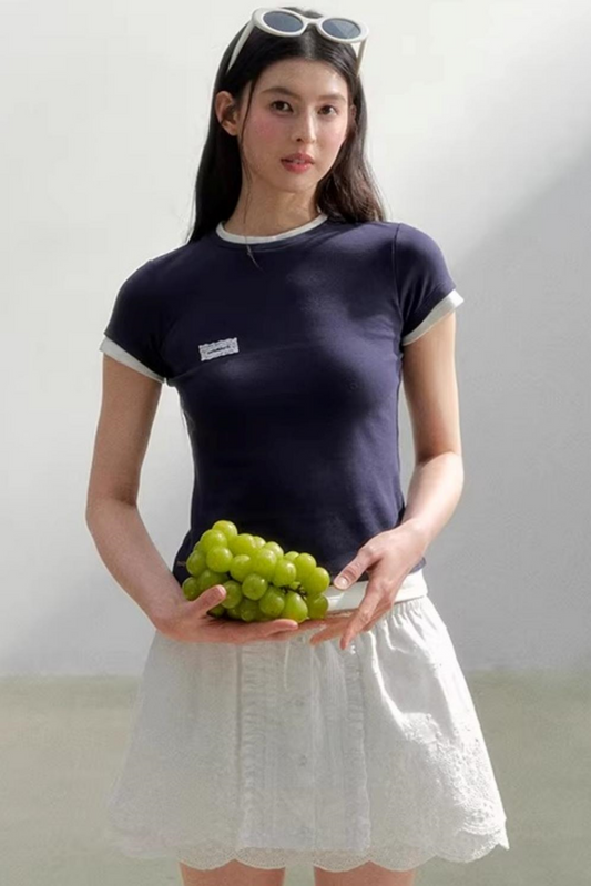 Contrasting Cotton Slim-Fit Top