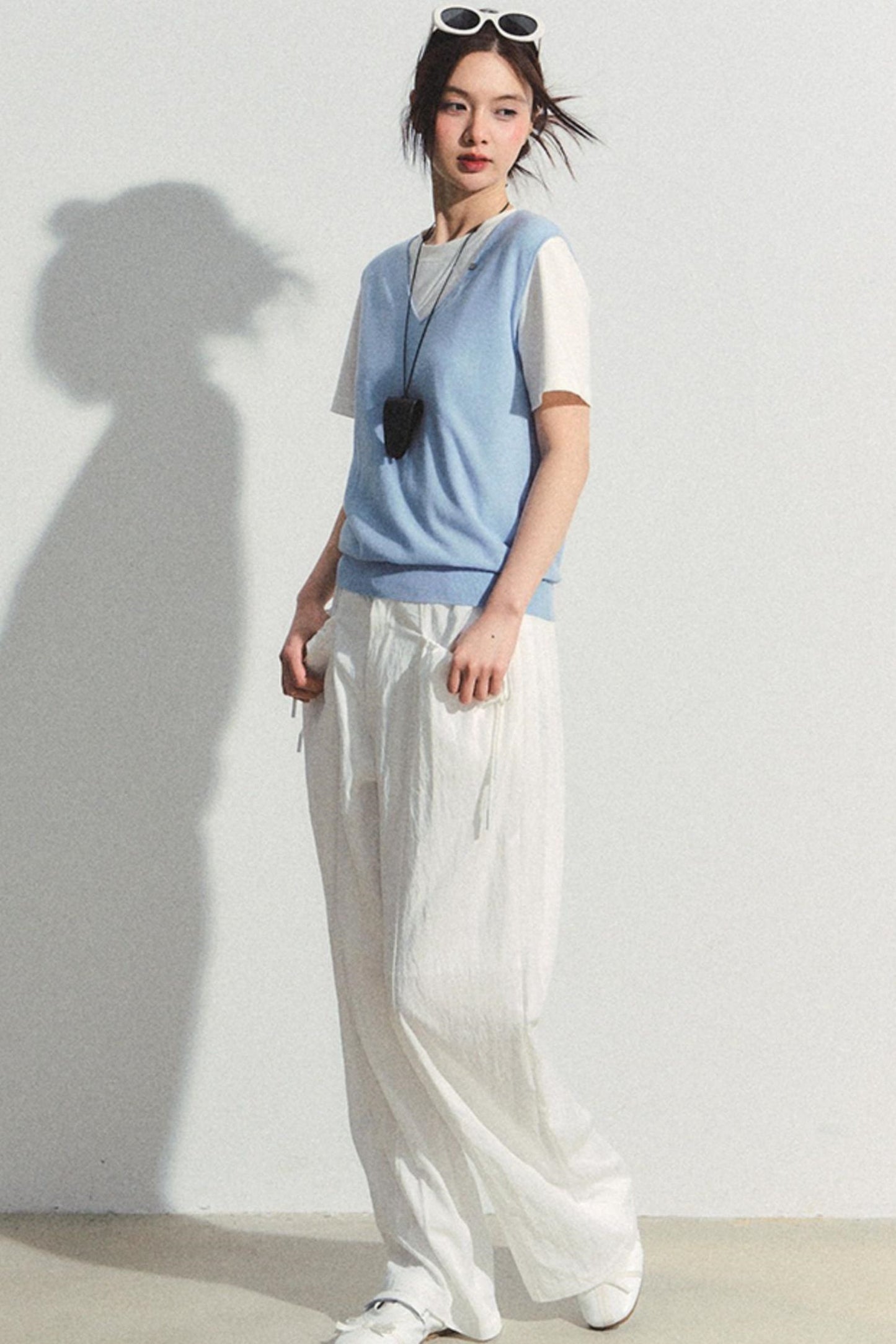 Lace-Trim Wide-Leg Pants