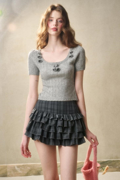 Lace Waist Check Shirt Set-Up