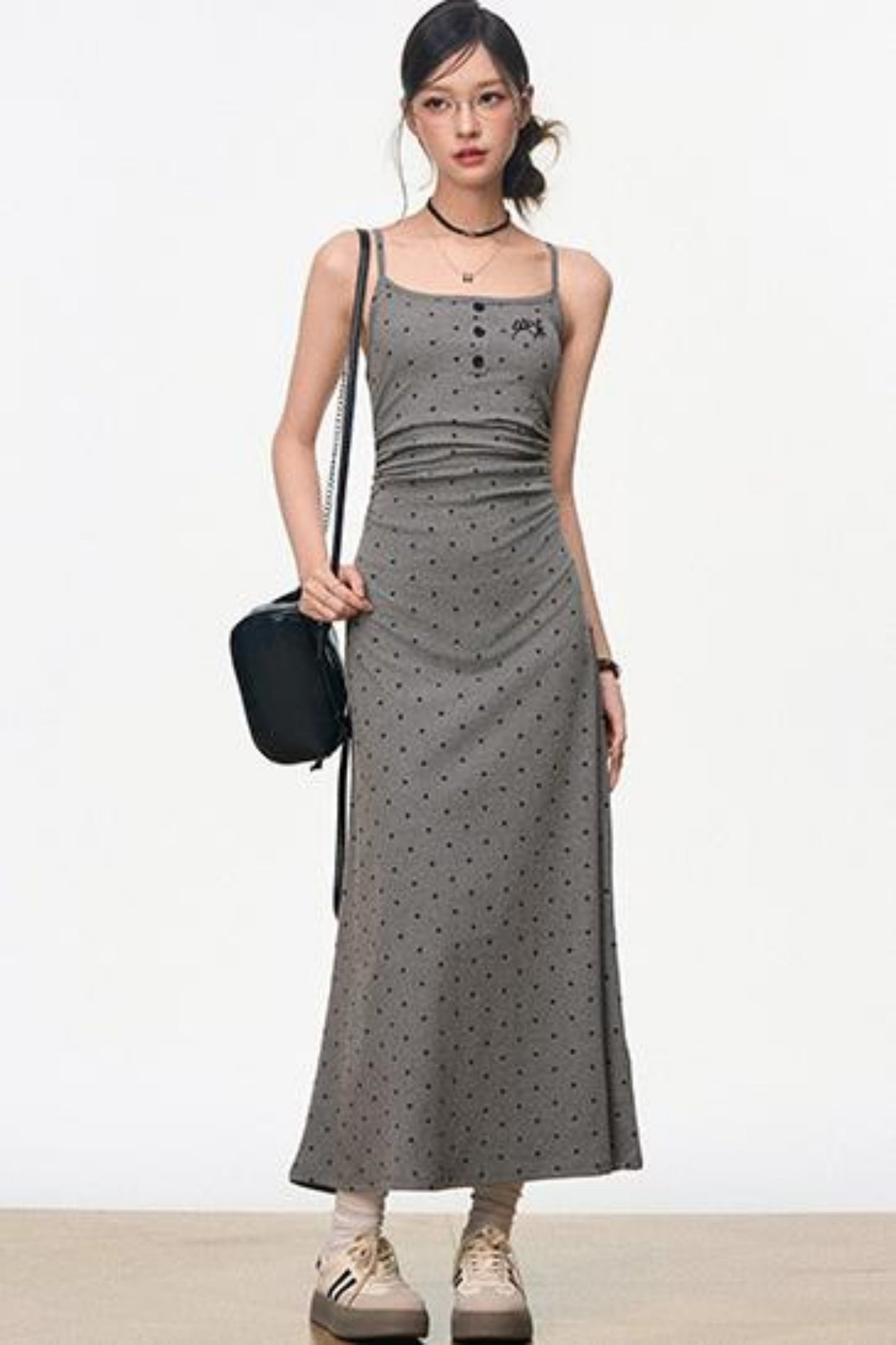 Summer Halter Dress With Black Cardigan Set-Up