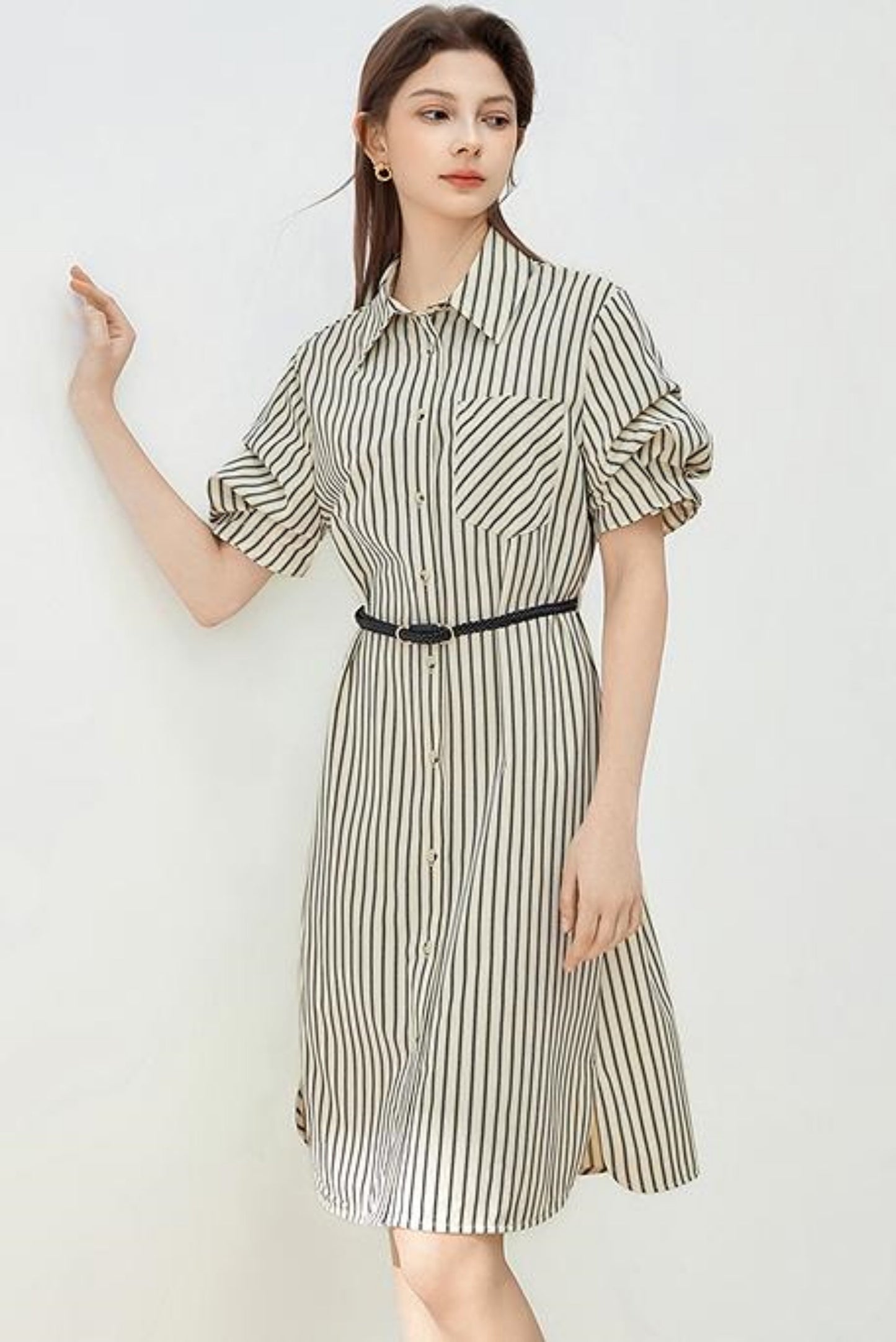 Summer Striped Shirt Dress