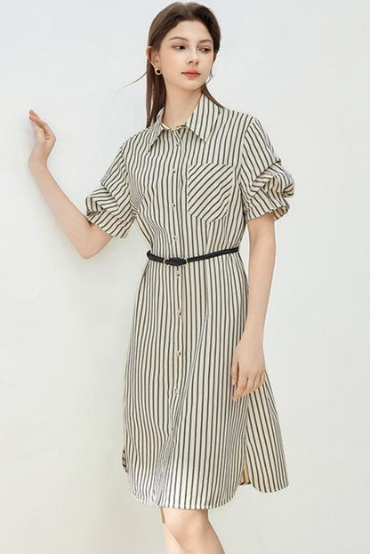 Summer Striped Shirt Dress