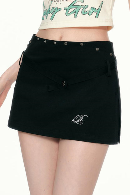 Summer Beige Gray Chic A-Line Skirt