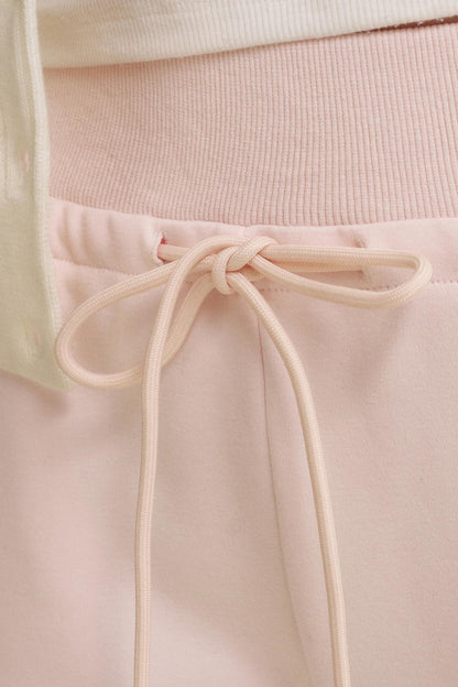High-Waisted Macaron Cotton Blend Pants