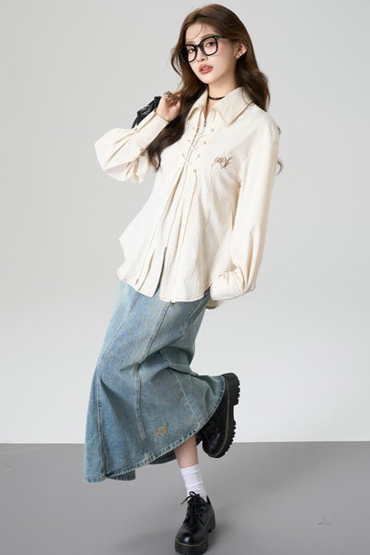 Vintage Fishtail Denim Skirt