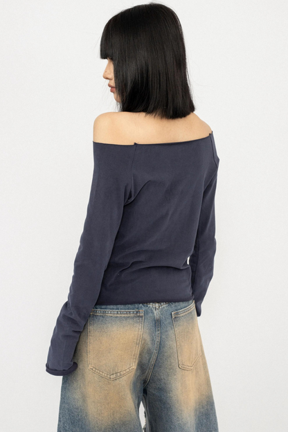 Retro Off-Shoulder Letter Top