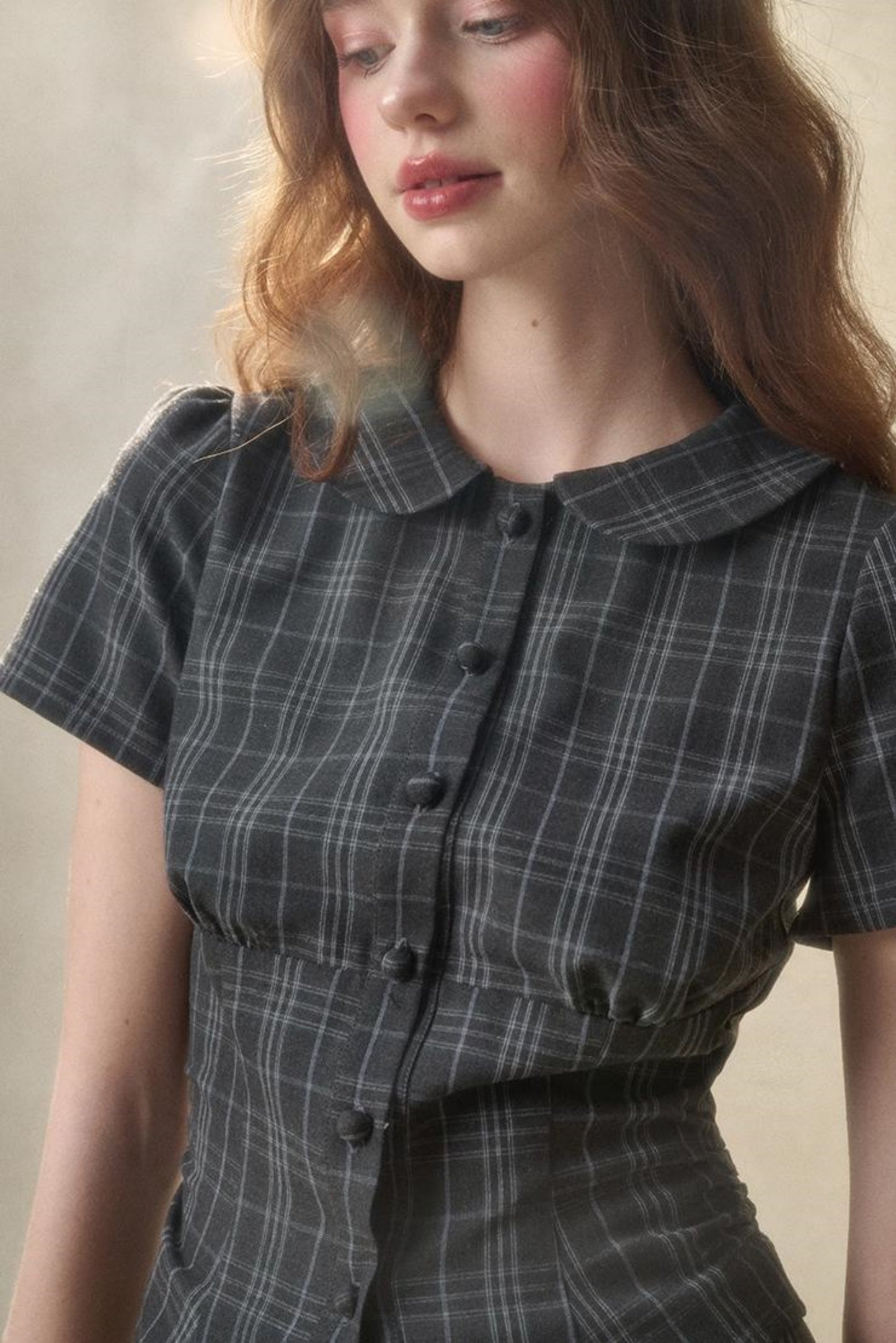 Lace Waist Check Shirt Set-Up