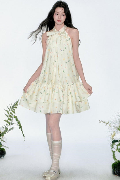 Vacation Floral Bow Dress