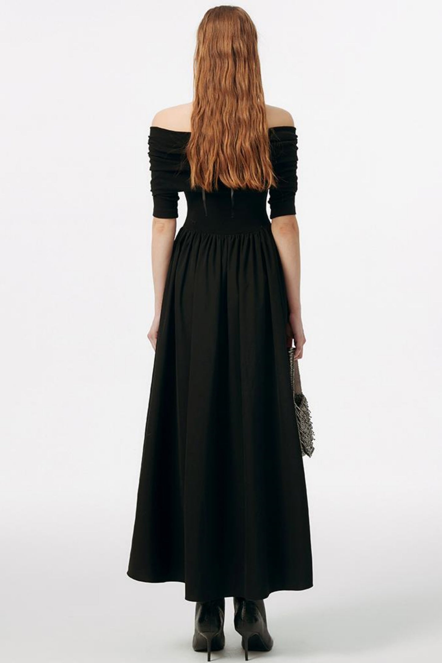 Black Embroidered Gown Dress