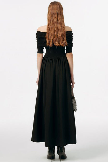 Black Embroidered Gown Dress
