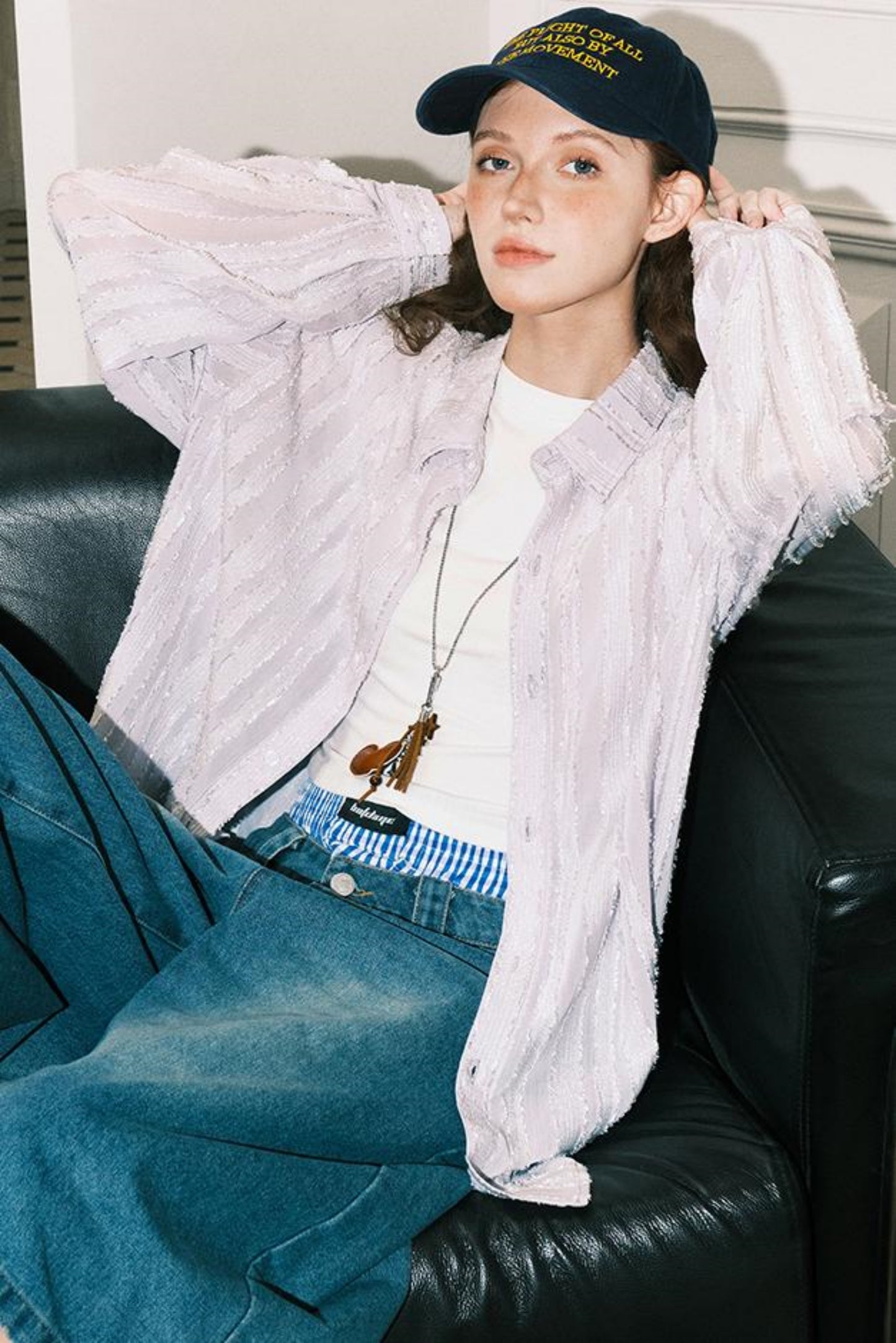 Sheer Texture Long Shirt