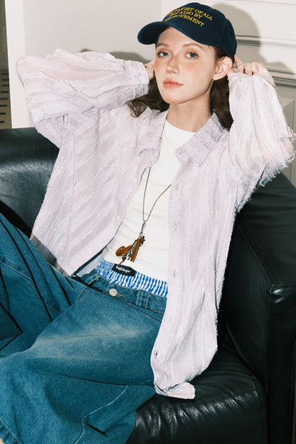 Sheer Texture Long Shirt