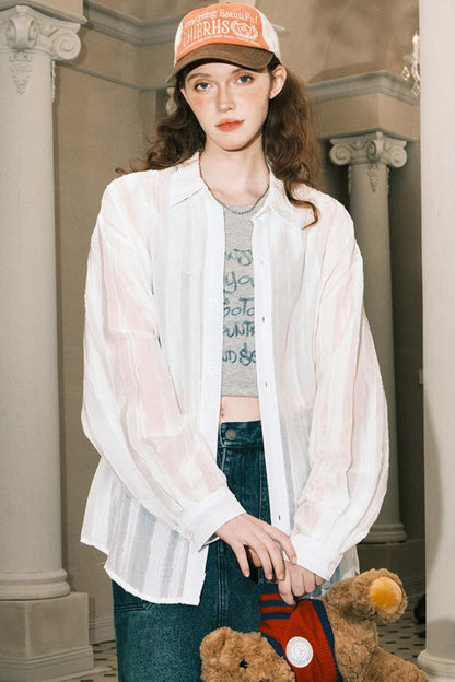 Sheer Texture Long Shirt
