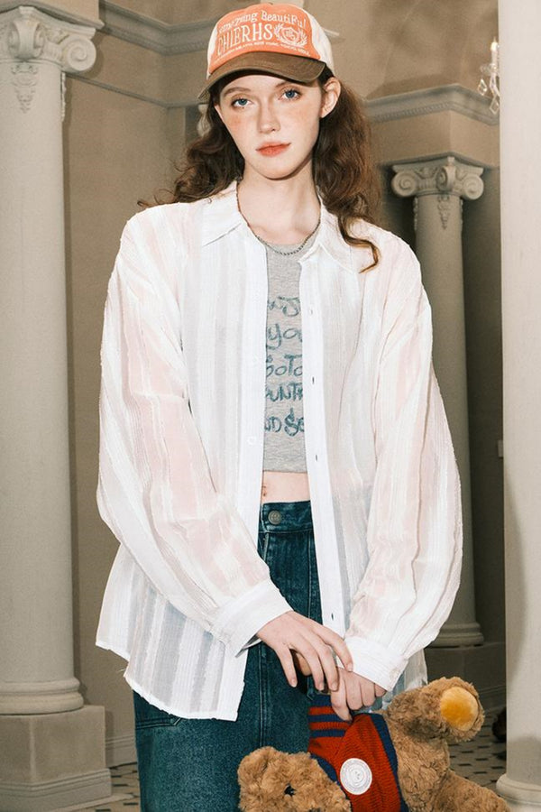 Sheer Texture Long Shirt