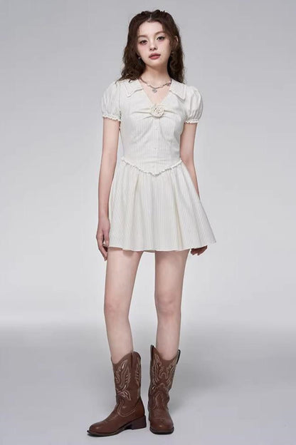 Rose Bubble Sleeve Dress