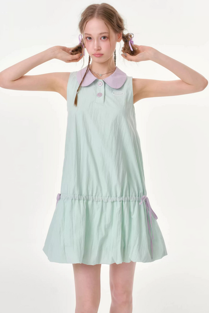 Abito smanicato viola menta