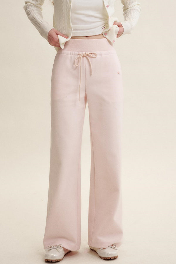High-Waisted Macaron Cotton Blend Pants