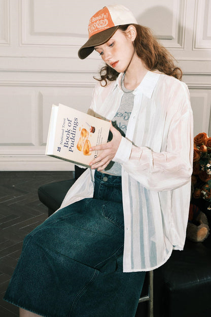 Sheer Texture Long Shirt