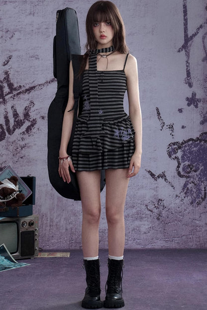 Summer Chic Striped Black 3-piece Dress Set