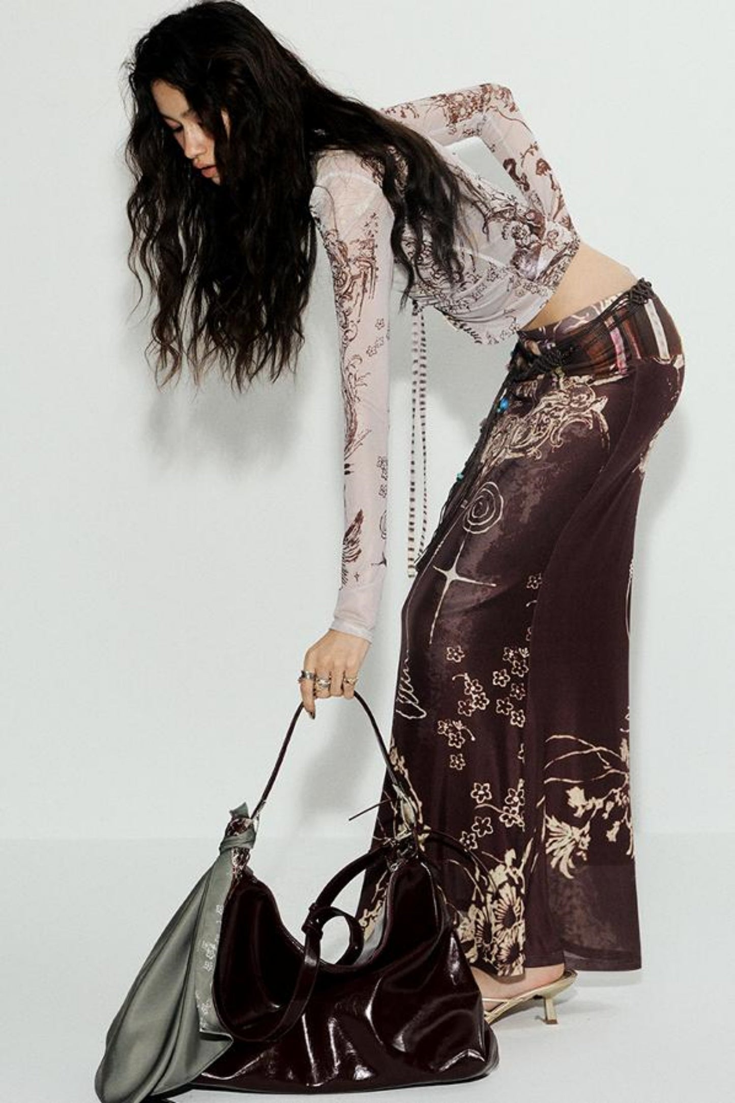 Star Mesh Cardigan With Long Skirt Set-Up