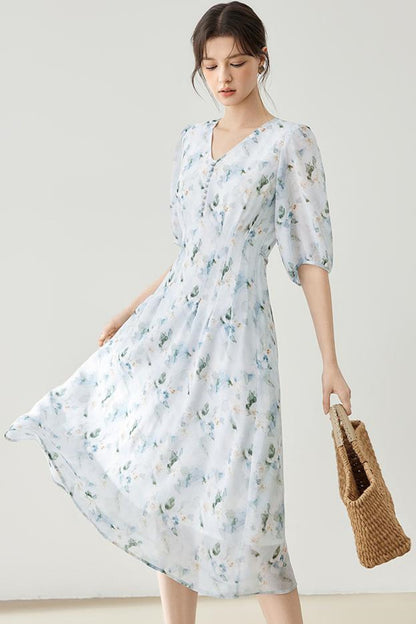 French Floral Midi Dress