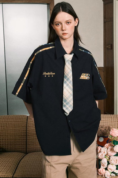 Grid Pattern Half Sleeve Shirt