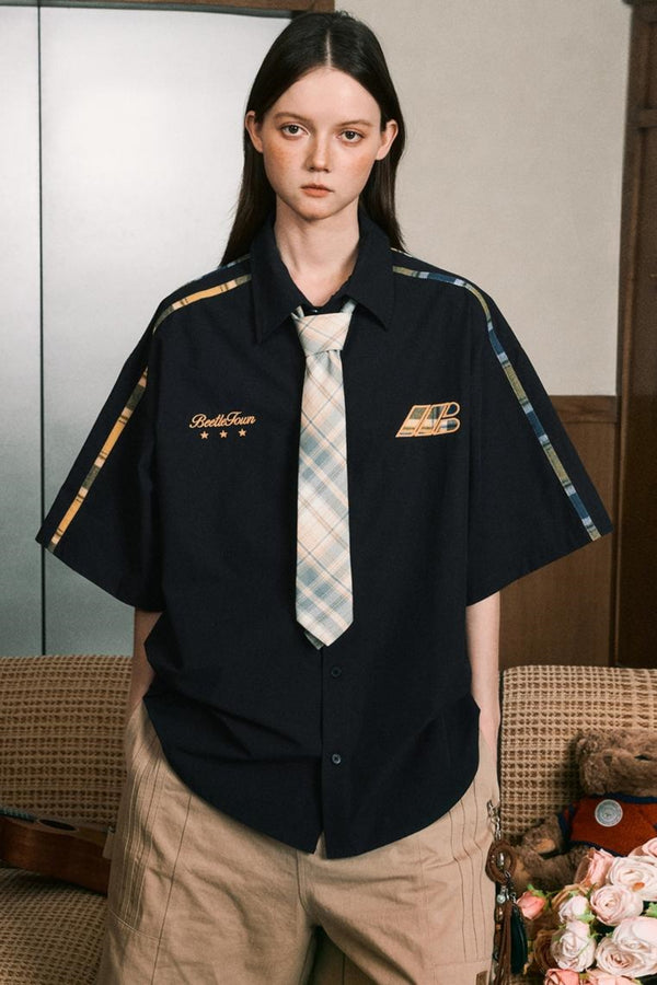 Grid Pattern Half Sleeve Shirt