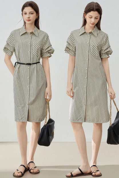 Summer Striped Shirt Dress