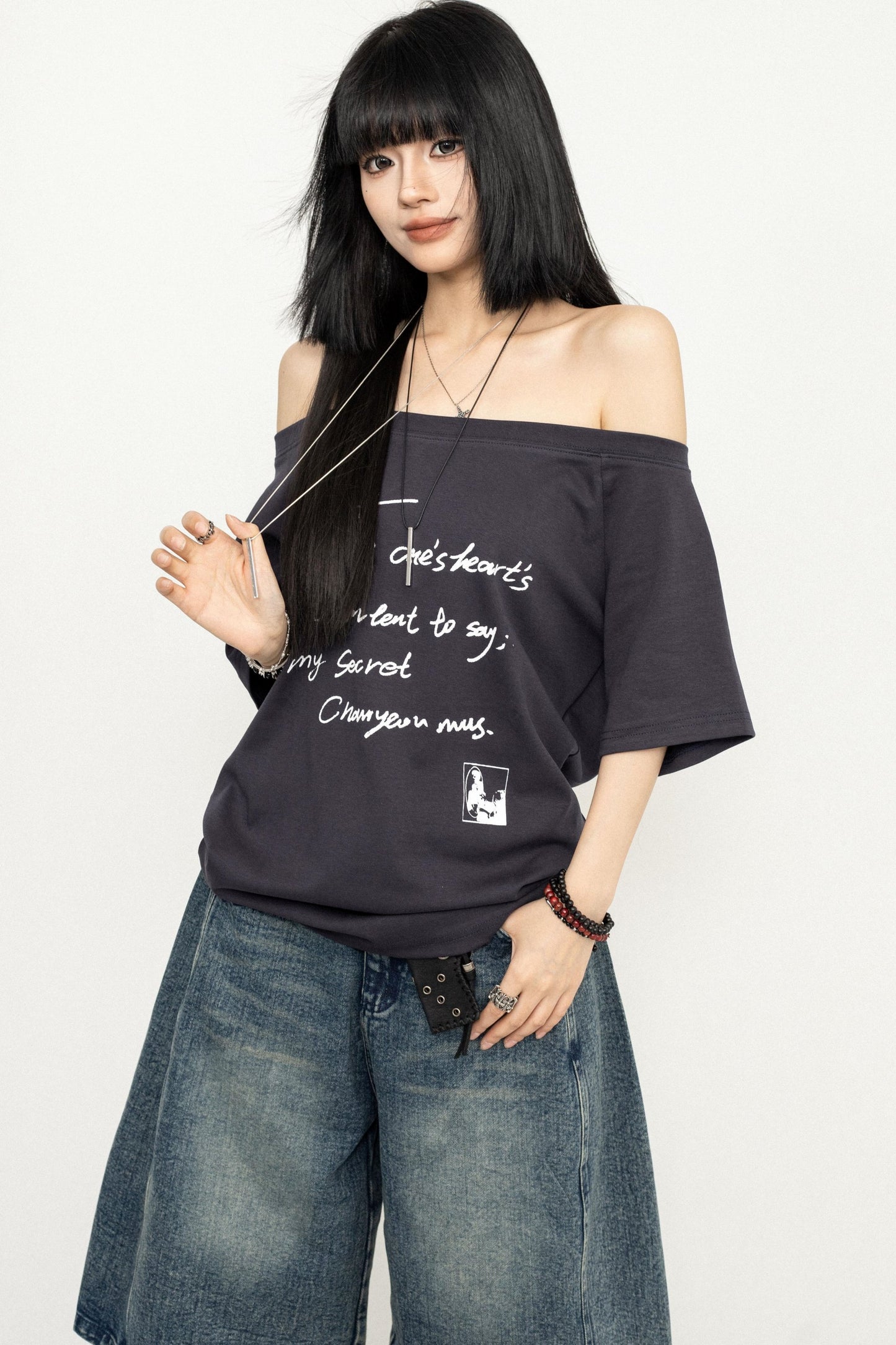 Y2K Off-Shoulder T-Shirt