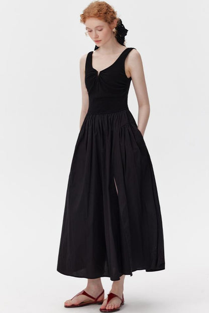 Black Drawstring Tank Dress