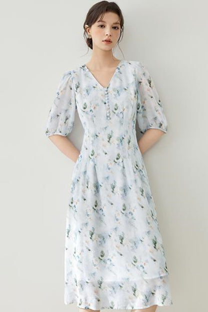 French Floral Midi Dress