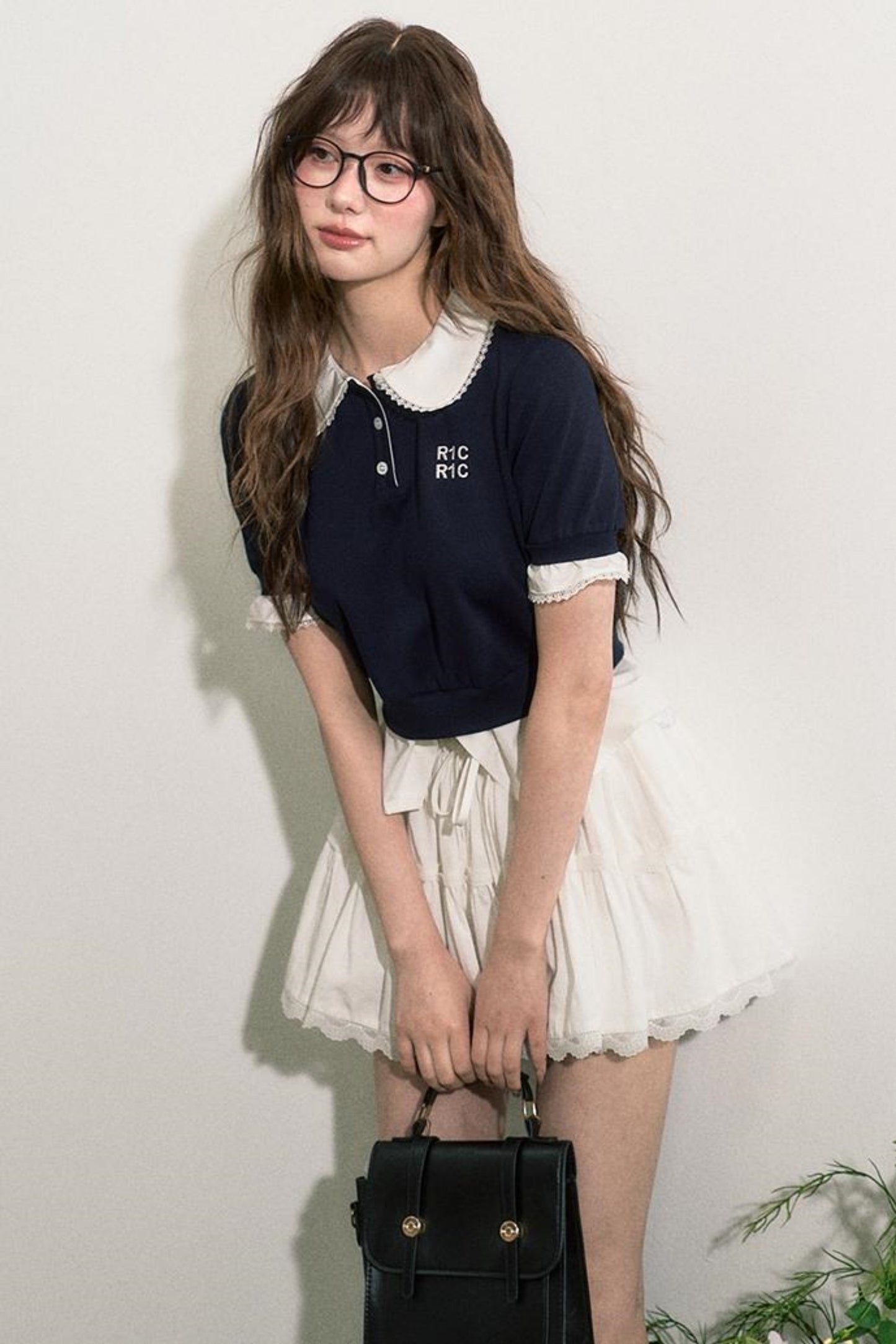 Lace Edge Doll Neck T-Shirt