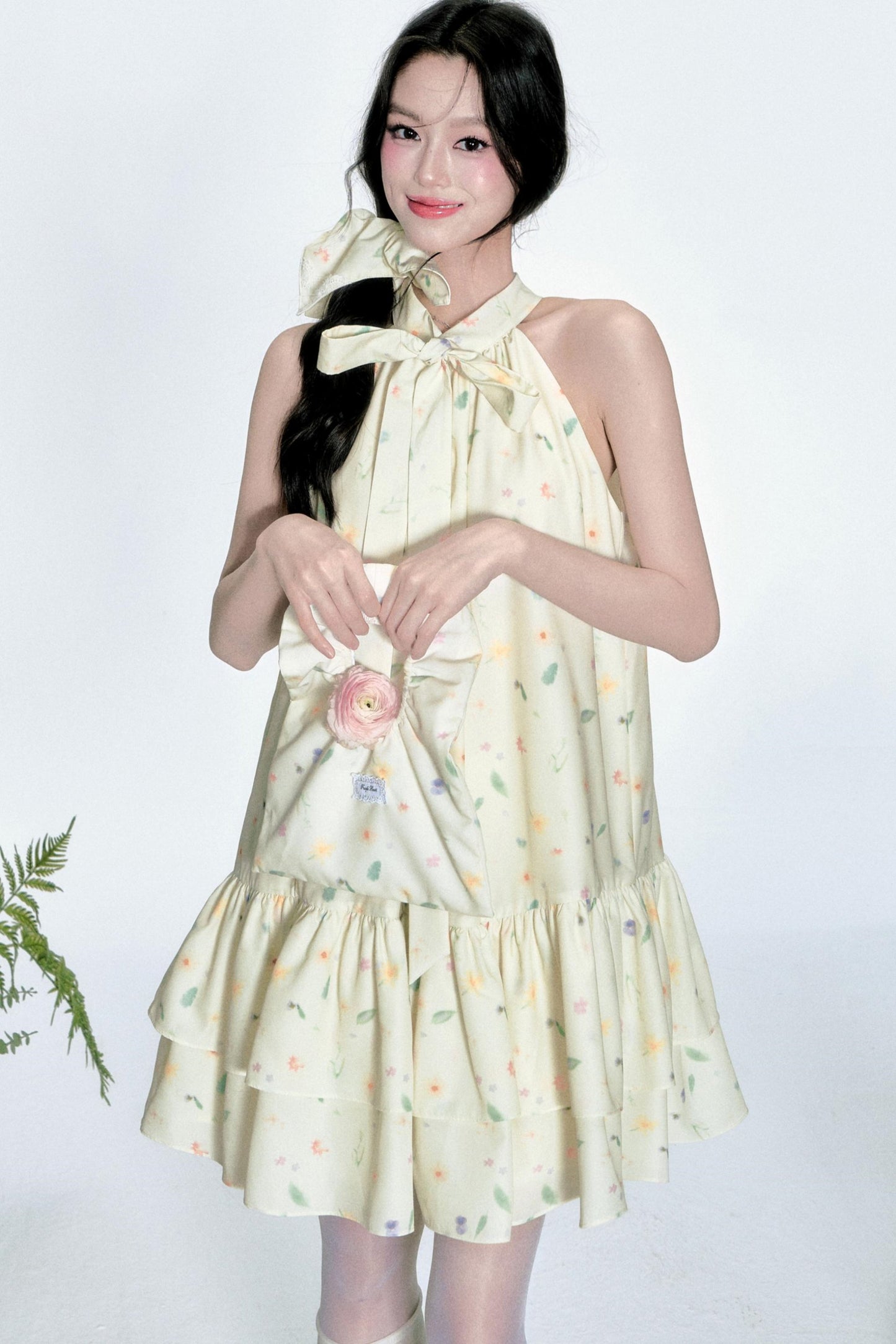 Vacation Floral Bow Dress