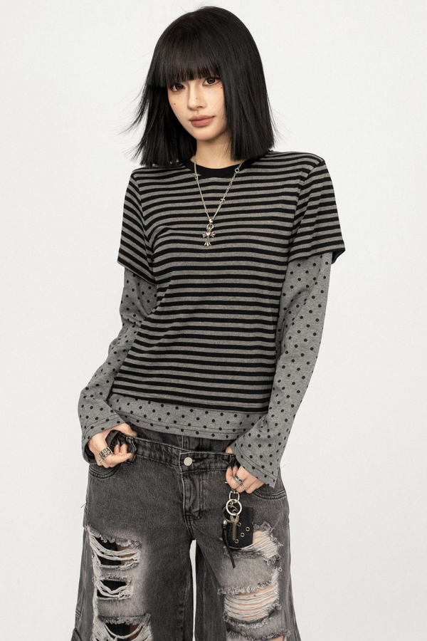 Retro Striped Patchwork Top