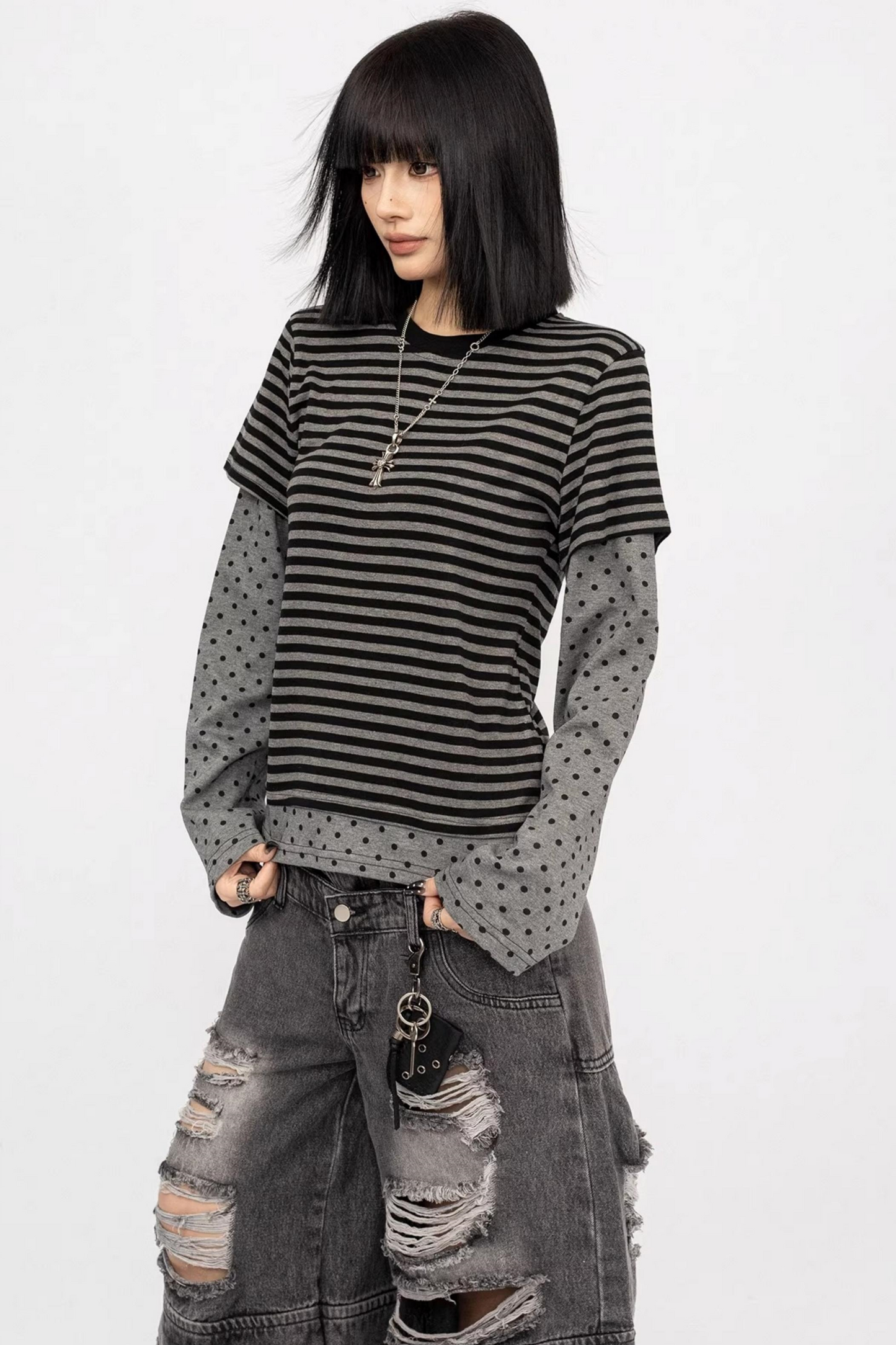 Retro Striped Patchwork Top