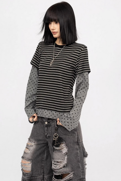 Retro Striped Patchwork Top