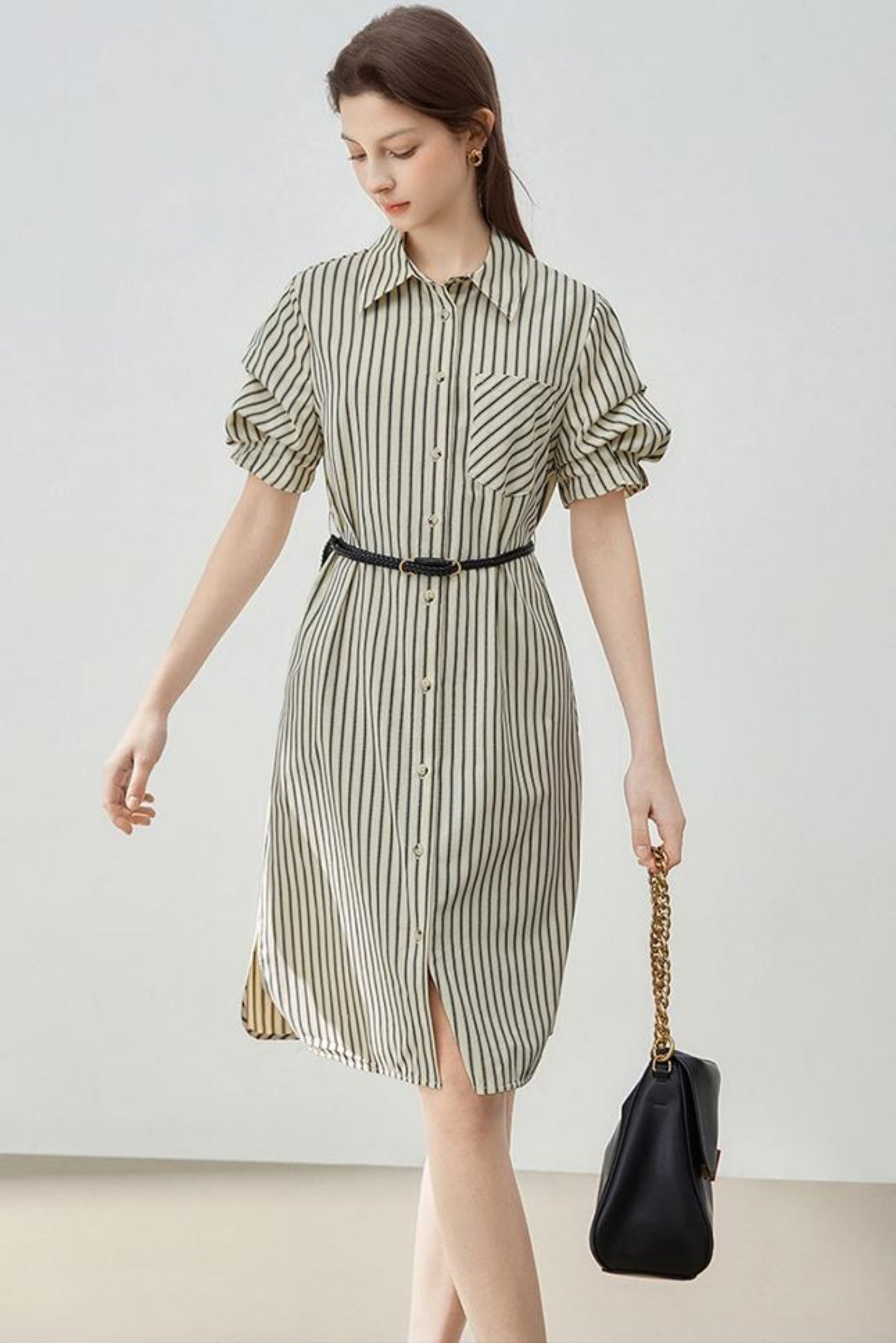 Summer Striped Shirt Dress