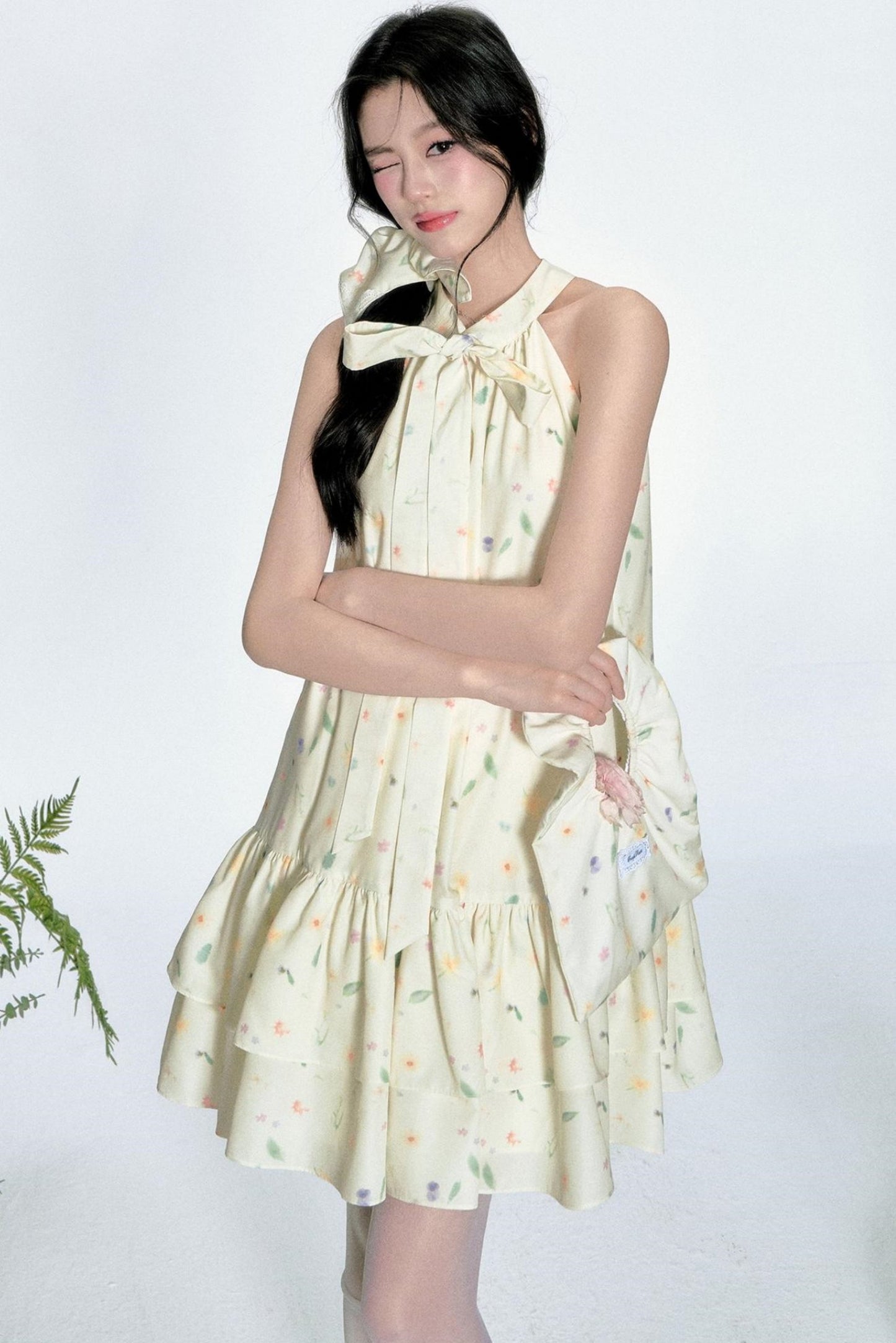 Vacation Floral Bow Dress