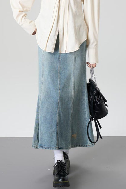 Vintage Fishtail Denim Skirt