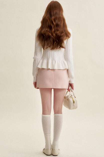 Lace Trim Bow Knit Cardigan