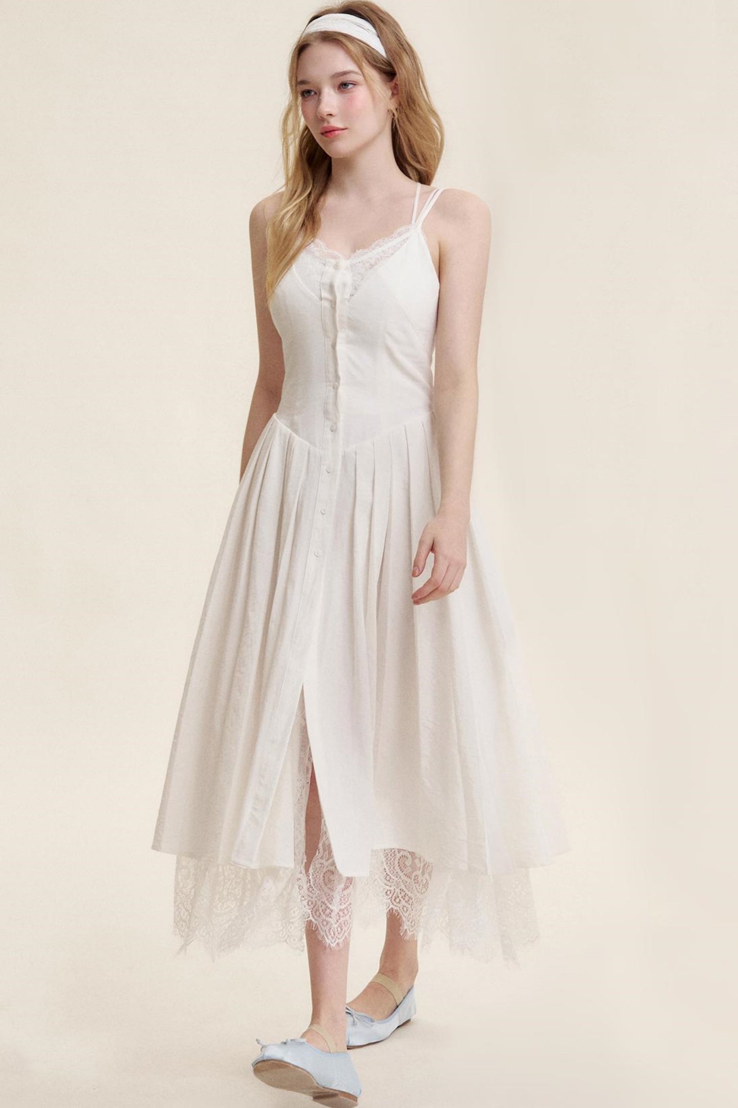 Lace Patchwork Halter Dress Set