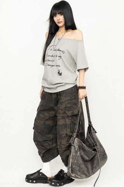 Y2K Off-Shoulder T-Shirt