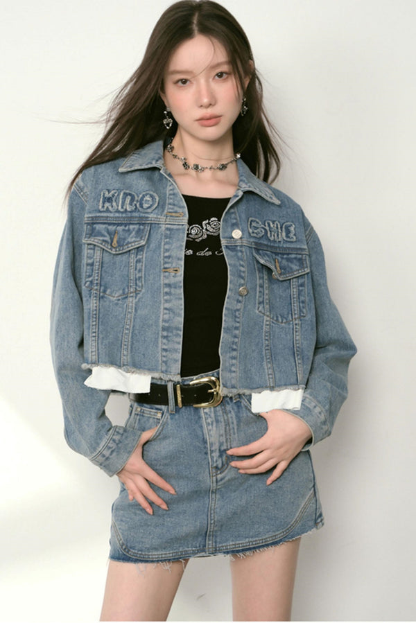 A Line Denim Skirt Set-Up